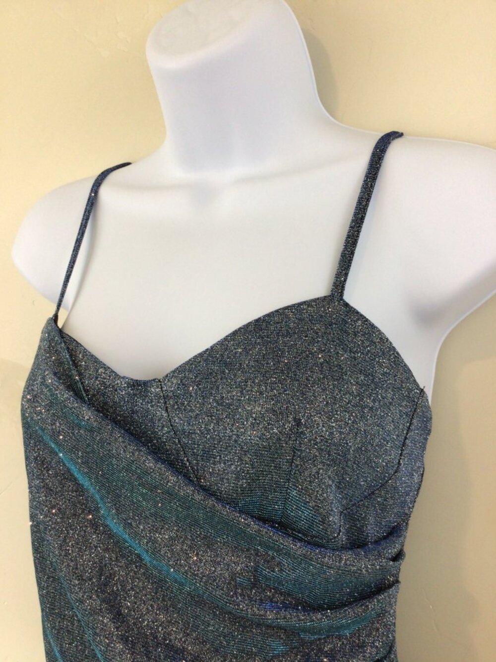 NWT Cider Blue Sparkly Adjustable Strap Formal Dress - Picture 4 of 8